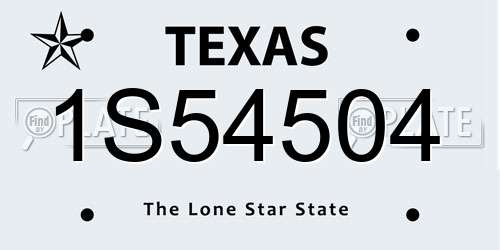 1S54504 Texas License Plate