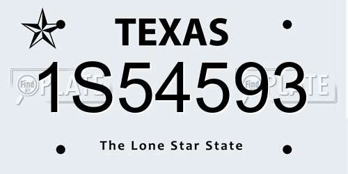 1S54593 Texas License Plate