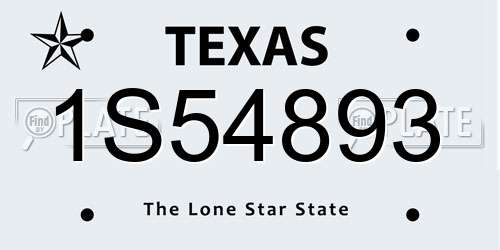 1S54893 Texas License Plate