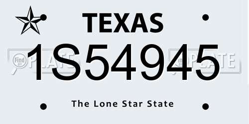 1S54945 Texas License Plate