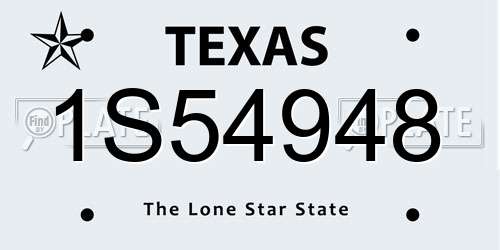 1S54948 Texas License Plate