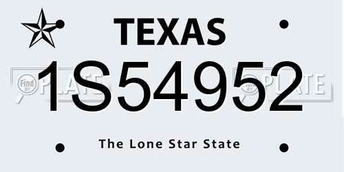 1S54952 Texas License Plate