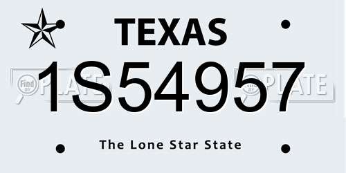 1S54957 Texas License Plate