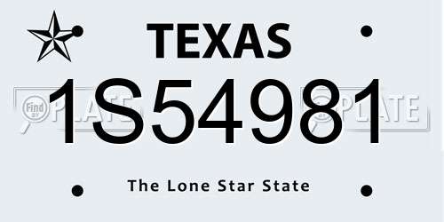 1S54981 Texas License Plate