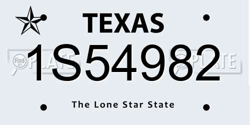 1S54982 Texas License Plate