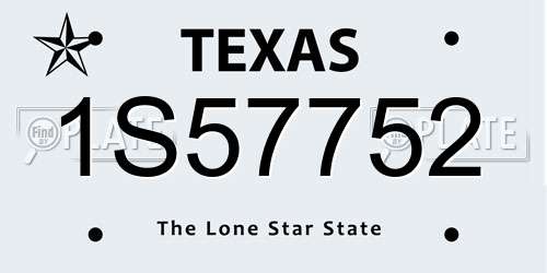 1S57752 Texas License Plate