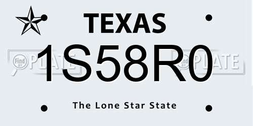 1S58R0 Texas License Plate