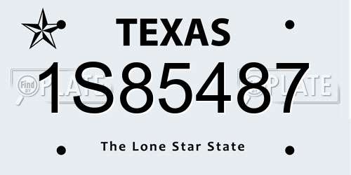 1S85487 Texas License Plate
