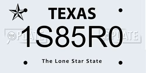 1S85R0 Texas License Plate
