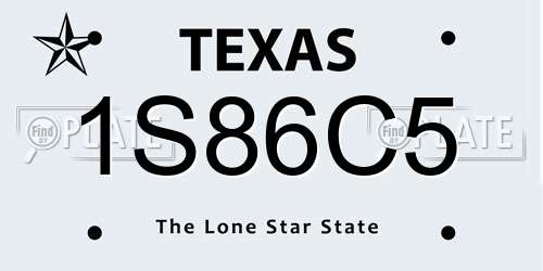 1S86C5 Texas License Plate