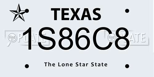 1S86C8 Texas License Plate