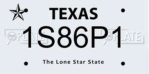 1S86P1 Texas License Plate