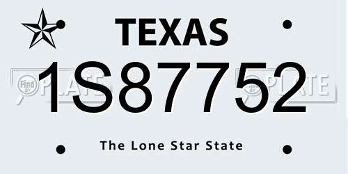 1S87752 Texas License Plate
