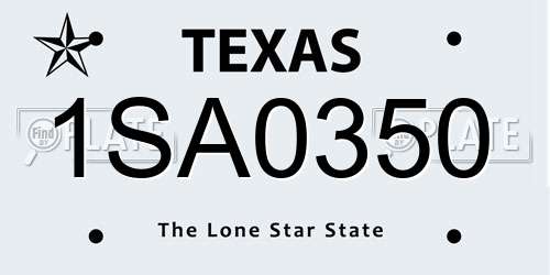 1SA0350 Texas License Plate