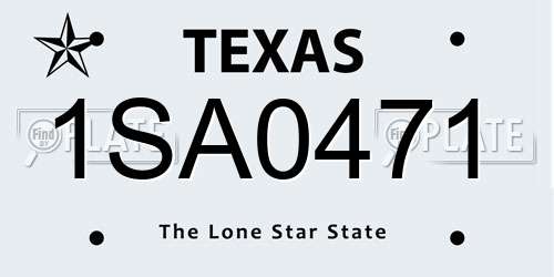 1SA0471 Texas License Plate
