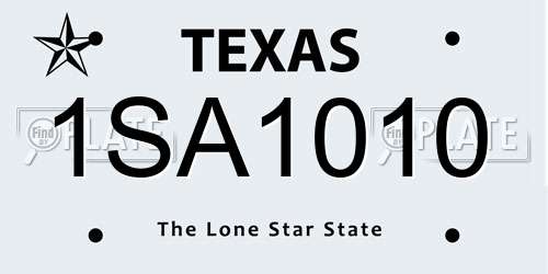 1SA1010 Texas License Plate