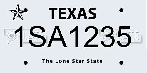 1SA1235 Texas License Plate