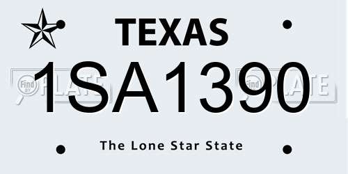 1SA1390 Texas License Plate