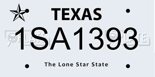 1SA1393 Texas License Plate