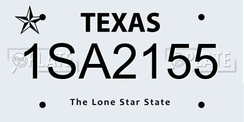 1SA2155 Texas License Plate