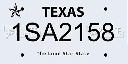 1SA2158 Texas License Plate