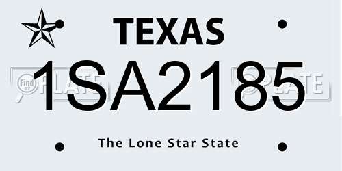 1SA2185 Texas License Plate