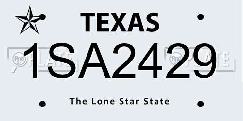 1SA2429 Texas License Plate