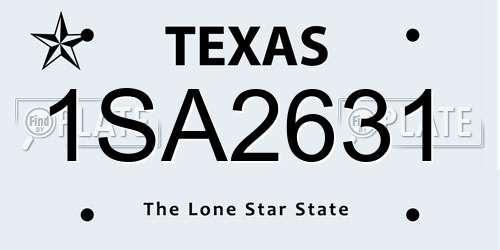 1SA2631 Texas License Plate