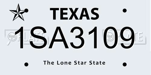 1SA3109 Texas License Plate