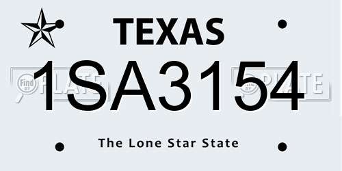 1SA3154 Texas License Plate