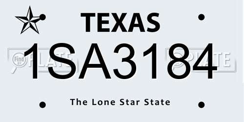 1SA3184 Texas License Plate