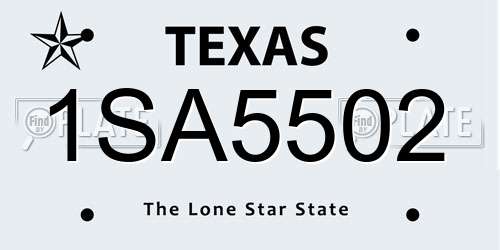1SA5502 Texas License Plate
