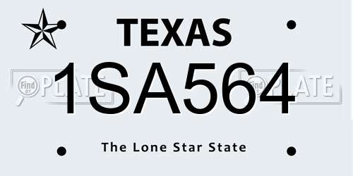 1SA564 Texas License Plate