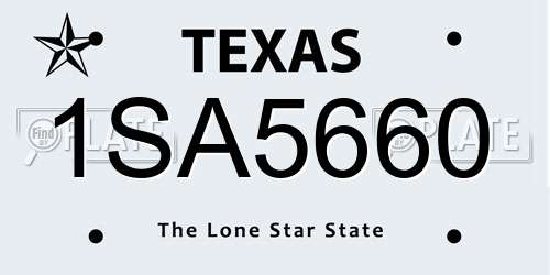 1SA5660 Texas License Plate