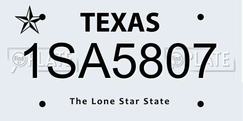 1SA5807 Texas License Plate