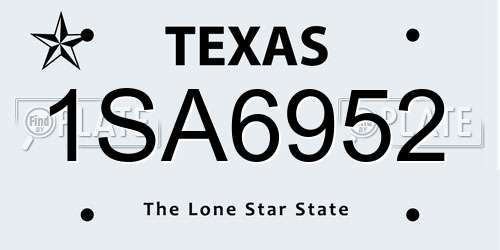 1SA6952 Texas License Plate