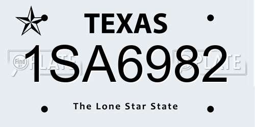 1SA6982 Texas License Plate