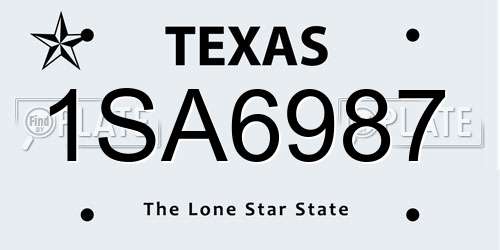 1SA6987 Texas License Plate