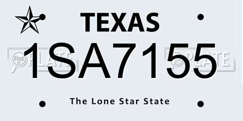 1SA7155 Texas License Plate