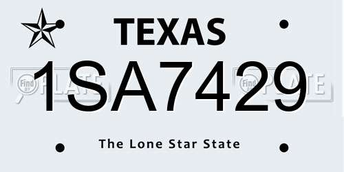1SA7429 Texas License Plate