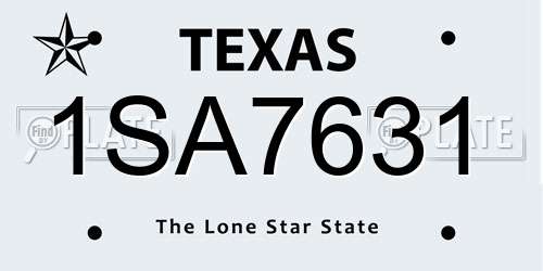 1SA7631 Texas License Plate