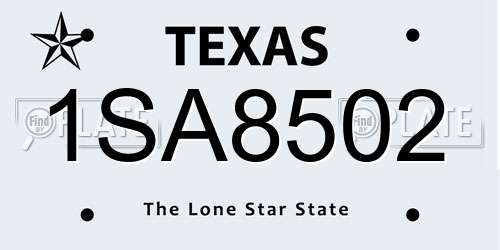 1SA8502 Texas License Plate