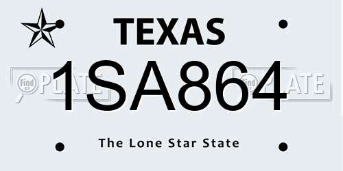 1SA864 Texas License Plate