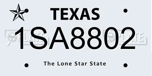 1SA8802 Texas License Plate