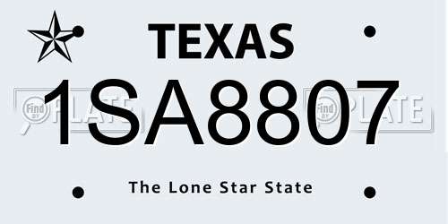 1SA8807 Texas License Plate