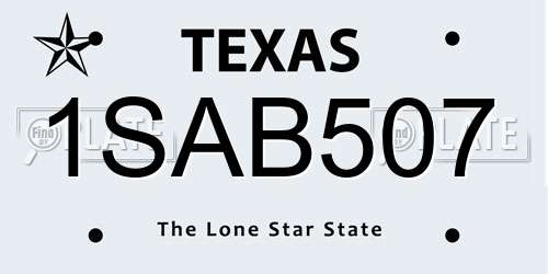 1SAB507 Texas License Plate