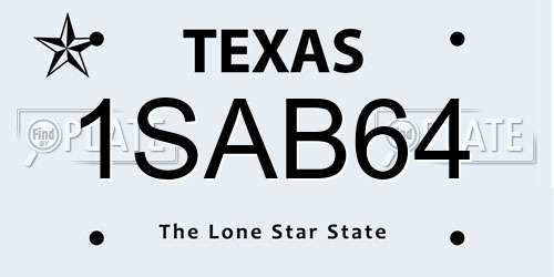 1SAB64 Texas License Plate