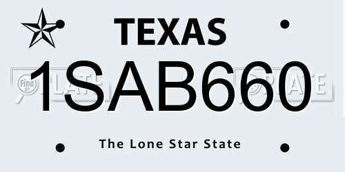 1SAB660 Texas License Plate