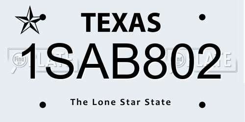 1SAB802 Texas License Plate