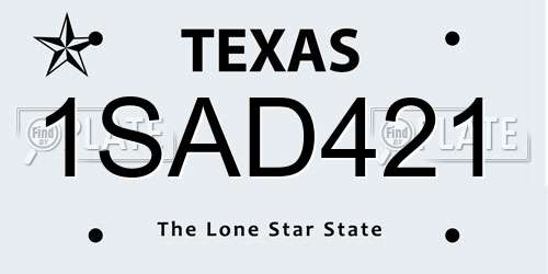 1SAD421 Texas License Plate